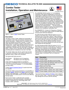 Combo Tester Installation, Operation and Maintenance