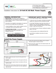 Installation Instructions for 24 Volt DC 60 Watt Power Supply Install