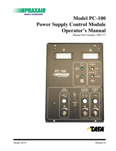 Model PC-100 Power Supply Control Module Operator`s Manual