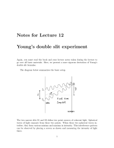 Notes for Lecture 12 Young`s double slit experiment - G.
