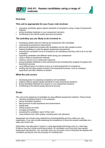 Unit A1: Assess candidates using a range of methods