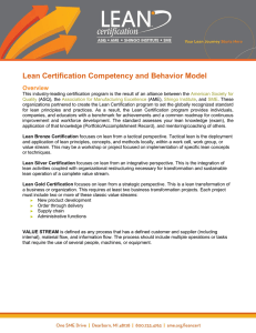 Lean Certification Competency and Behavior Model