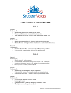 Lesson Objectives: Campaign Curriculum Unit 1 Unit 2