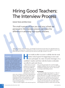 Hiring Good Teachers: The Interview Process