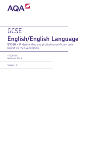 GCSE English Language Examiner report Unit 01