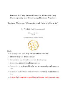Lecture 10: Key Distribution for Symmetric Key