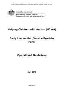 (HCWA) Early Intervention Service Provider Panel Operational