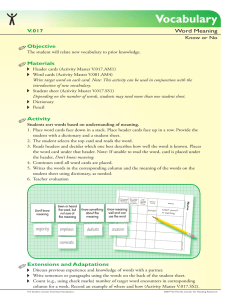 Vocabulary Vocabulary - Florida Center for Reading Research