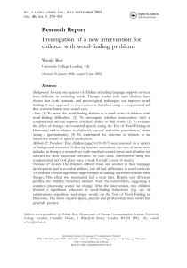 Investigation of a new intervention for children with word‐finding