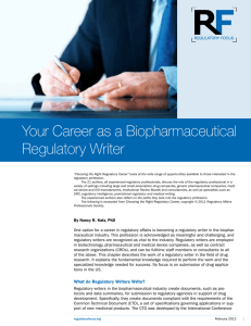 Your Career as a Biopharmaceutical Regulatory Writer