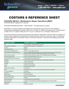 COSTARS 8 REFERENCE SHEET