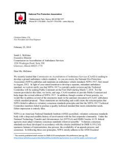 Correspondence from NFPA to CAAS - The National Association of