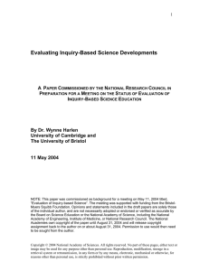 Evaluating Inquiry-Based Science Developments