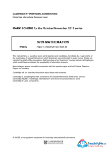 9709 November 2015 Paper 72 Mark Scheme