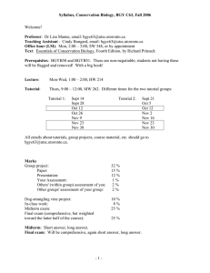 Syllabus, Conservation Biology, BGY C63