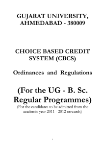 For the UG - B. Sc. Regular Programmes