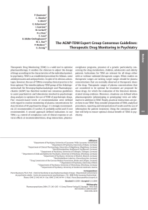The AGNP-TDM Expert Group Consensus Guidelines: Therapeutic