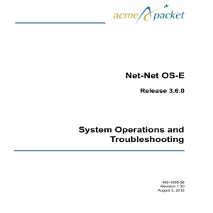 Net-Net OS-E System Operations and Troubleshooting Guide