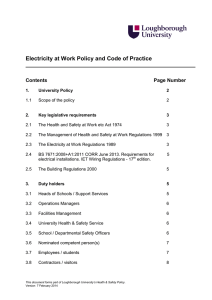 Electricity at Work Policy and Code of Practice