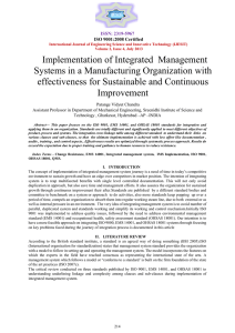 Implementation of Integrated Management Systems in a