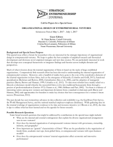 Call for Papers for a Special Issue ORGANIZATIONAL DESIGN OF