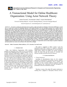 A Transactional Model for Online Healthcare Organization