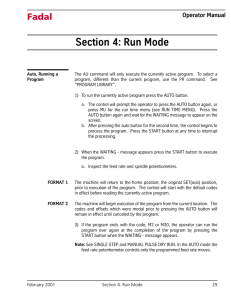 Run Mode - Flint Machine Tools, Inc.