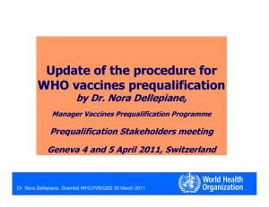 Update of the procedure for WHO vaccines prequalification