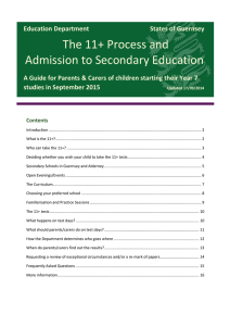 The 11+ Process and Admission to Secondary Education