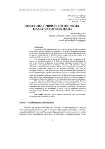 STRUCTURE OF PRIMARY AND SECONDARY EDUCATION