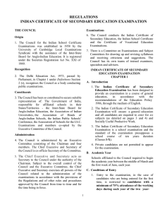 REGULATIONS INDIAN CERTIFICATE OF SECONDARY