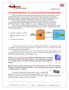 Termination Resistors for 4-20 mA Industrial Instrumentation - Digi-Key