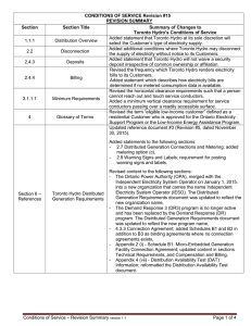 Conditions of Service – Revision Summary version 1.1 Page 1 of 4