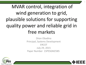 MVAR control, integration of wind generation to grid, plausible