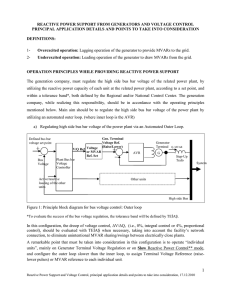 REACTIVE POWER SUPPORT FROM GENERATORS AND