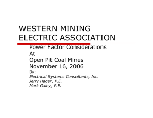 Power Factor Considerations at Open Pit Coal Mines