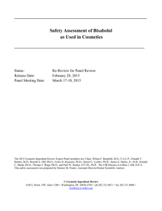 Safety Assessment of Bisabolol as Used in Cosmetics