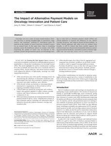 The Impact of Alternative Payment Models on Oncology Innovation