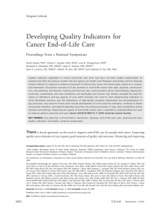 Developing quality indicators for cancer end‐of‐life care