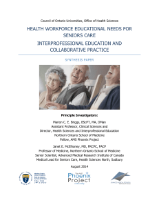 Health Workforce Educational Needs for Seniors Care