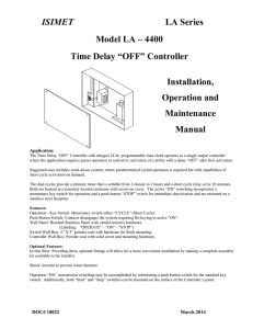 ISIMET LA Series Model LA – 4400 Time Delay “OFF” Controller