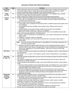 Summary of Road Test Vehicle Guidelines