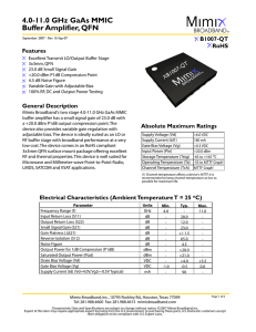 4.0-11.0 GHz GaAs MMIC Buffer Amplifier, QFN