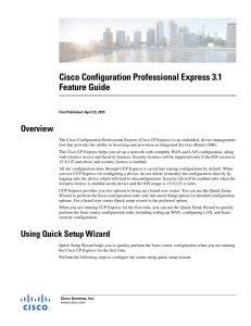 Cisco Configuration Professional Express 3.1 Feature Guide