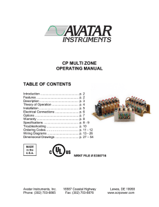 CP MULTI ZONE OPERATING MANUAL TABLE OF CONTENTS