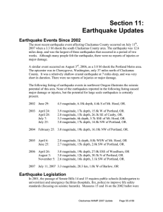 Section 11: Earthquake Updates