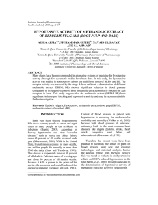 hypotensive activity of methanolic extract of berberis vulgaris