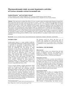 Pharmacodynamic study on acute hypotensive activities of Carissa