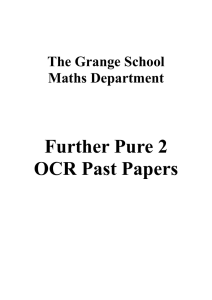Further Pure 2 OCR Past Papers