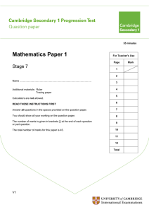 Mathematics Paper 1 - HeadStart International School